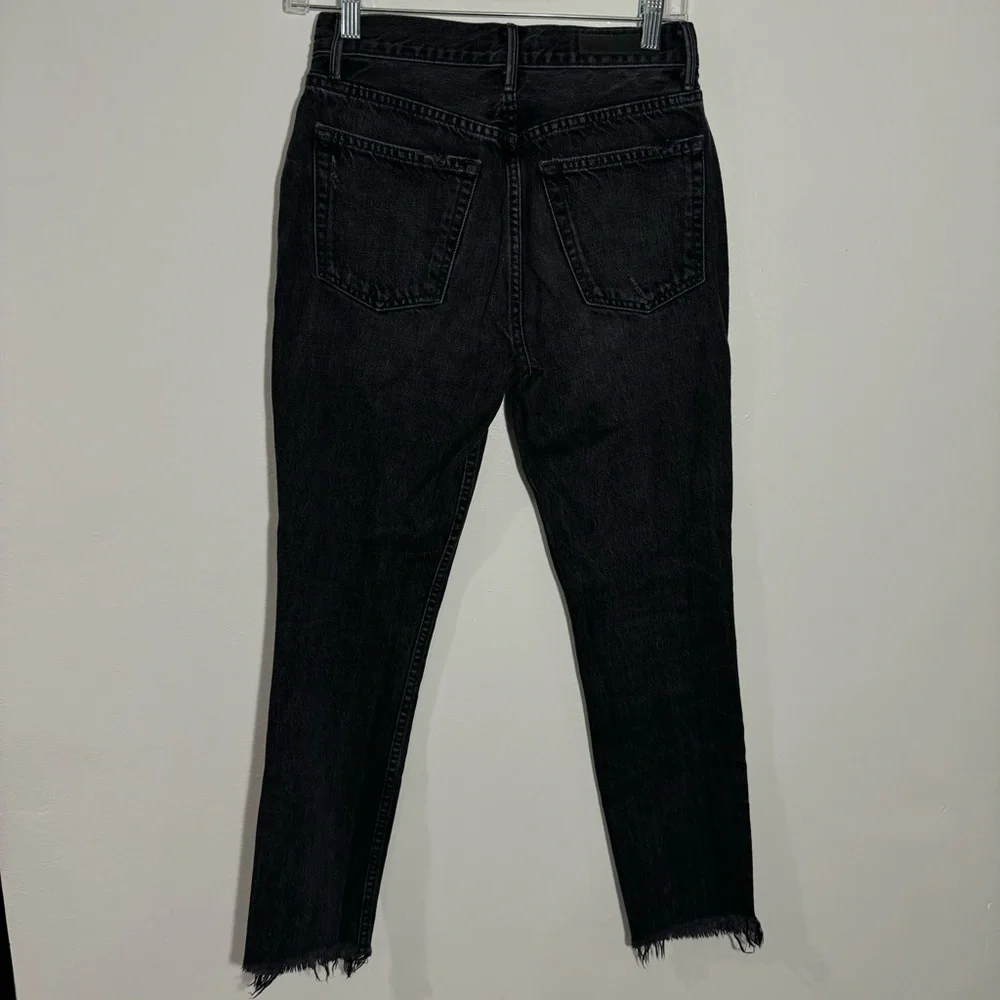 GRLFRND Karolina‎ Skinny High Rise In Hold Up Black Button Fly Raw Hem Size 25